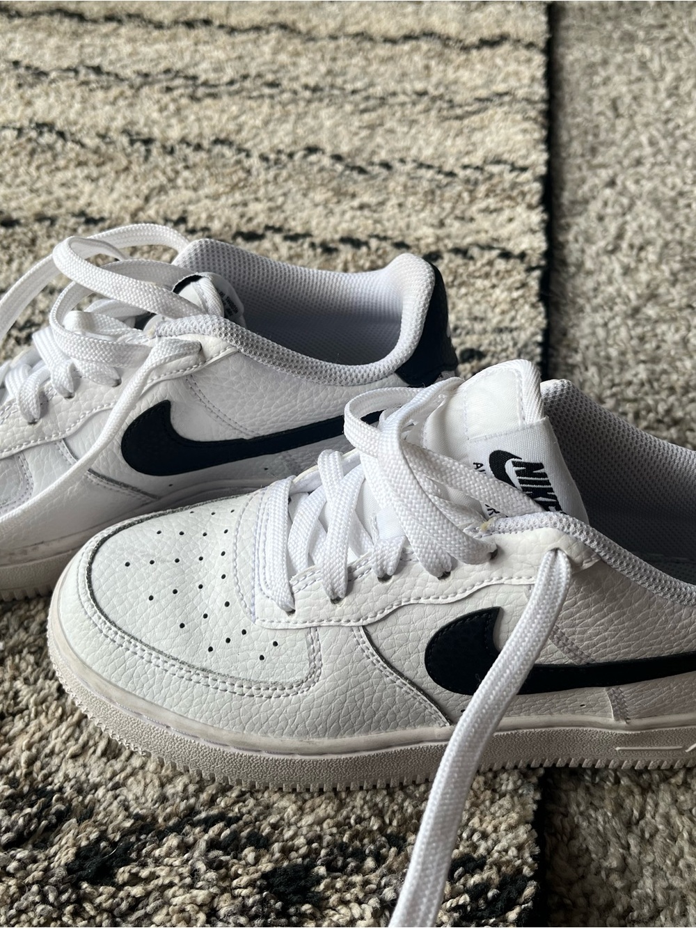 Nike Kids Air Force 1 White Sneakers with Black